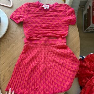 SOLID & STRIPED Pink and Orange Patterned Two Peice Set